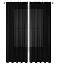 Decotex 2 Piece Solid Elegant Sheer Curtains Fully Stitched Panels Window Treatment Drape (54' X 95', Black)