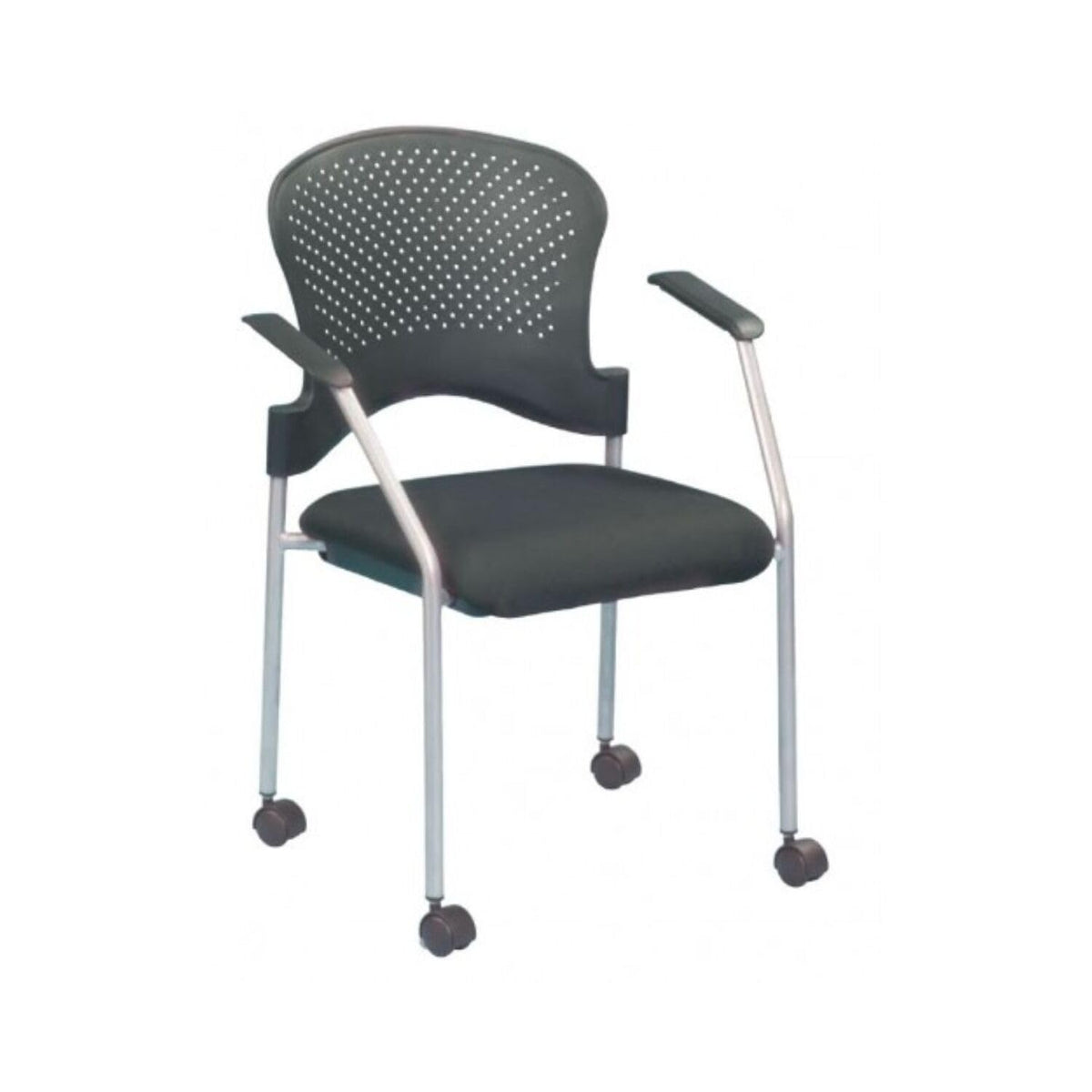 HomeRoots Black and White Adjustable Swivel Plastic Rolling Task Chair