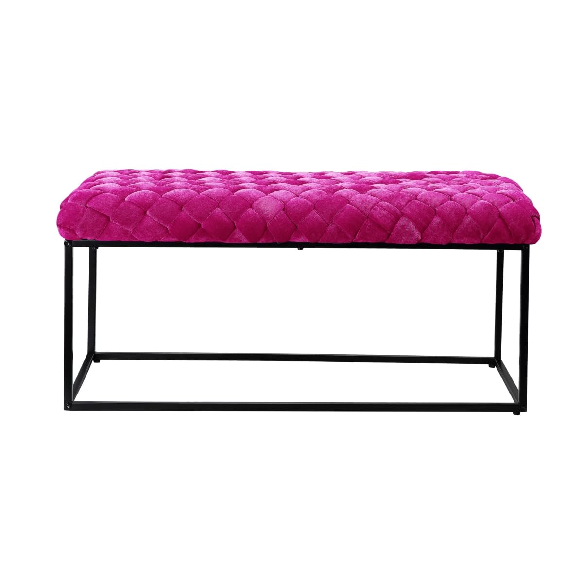 HomeRoots 490882 18.1 x 17.3 x 39.4 in. Fuchsia & Black Upholstered Upholstery Entryway Bench