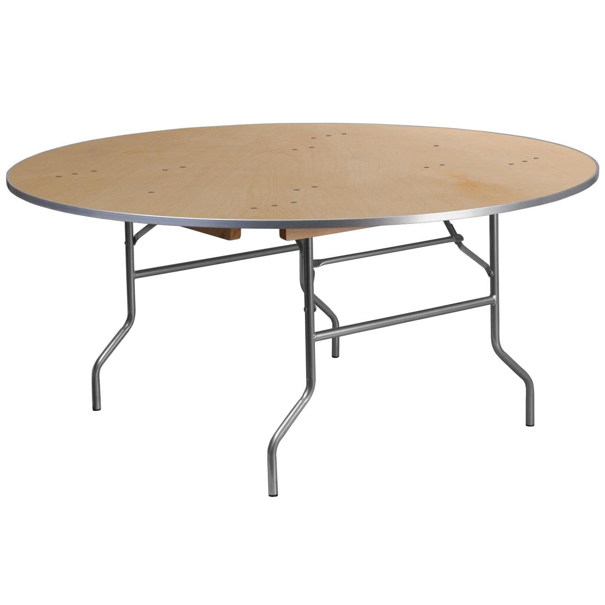 Flash Furniture 5.5-Foot Round HEAVY DUTY Birchwood Folding Banquet Table with METAL Edges