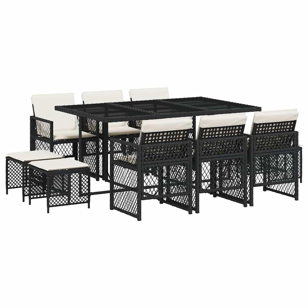 vidaXL Garden Dining Set Black and Cream