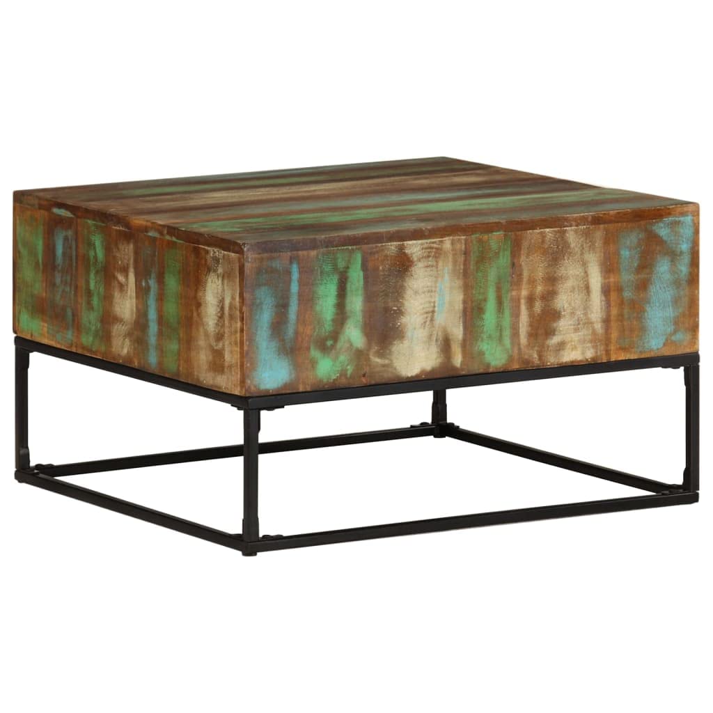 vidaXL Solid Reclaimed Wood Coffee Table - Handmade, Unique Square Side Table, Iron Legs, Rustic Lounge Room Accent Furniture