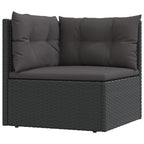 vidaXL Modern Lounge Set with Adjustable Seats - 6 Piece Black Poly Rattan Outdoor Patio Set with Cushions - Weather-Resistant, Easy-to-Clean and Durable