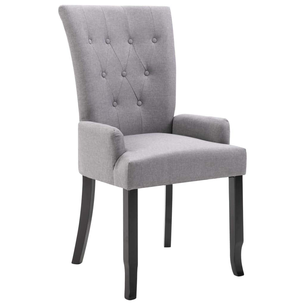 vidaXL Light Gray Fabric Dining Chair with Armrests and Oak Wood Frame - Ergonomically Designed for Comfort and Stability
