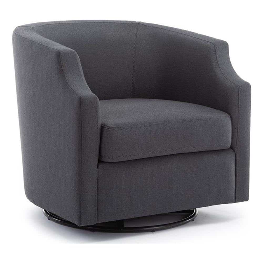 Comfort Pointe Infinity Ashen Gray Polyester Fabric Swivel And Rocker Barrel Accent Chair