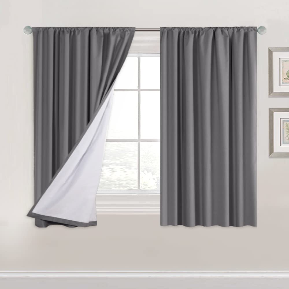 H.Versailtex Blackout Curtains 54 Inch Length Light Blocking Rod Pocket Drapes For Living Room Thermal Insulated Window Curtains