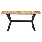 vidaXL Solid Mango Wood Dining Table with Steel Legs and Cross Frame - Industrial Style Handmade Wooden Table for Kitchen/Dining Room (63"x31.5"x29.5")