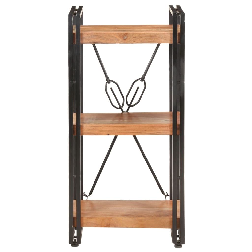 vidaXL Industrial 3-Tier Bookcase - Solid Acacia Wood and Powder-Coated Steel Frame