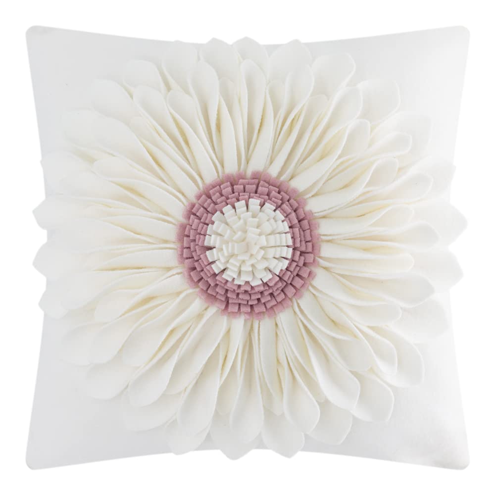 Oiseauvoler Decorative 3D Flower Throw Pillow Covers Handmade Cushion Cover Cases For Couch Bed Living Room Farmhouse Home Decor