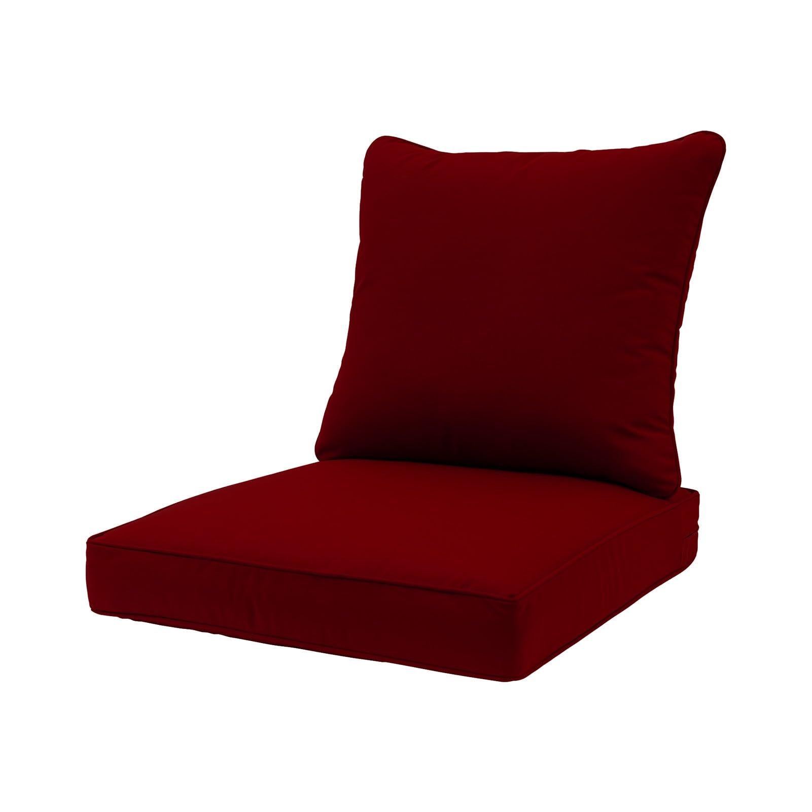Qilloway Outdoor/Indoor Deep Seat Cushions For Patio Furniture, All Weather Lawn Chair Cushion 24 X 24 Inchs 1 Set(Red)