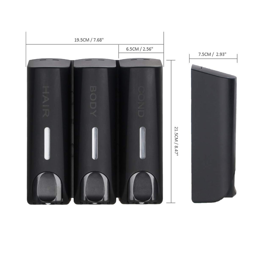 Aumio Chamber Shower Soap Dispenser Trio Wall Mounted Shampoo And Conditioner Dispenser, Conditioner Body Wash Dispenser Set, No