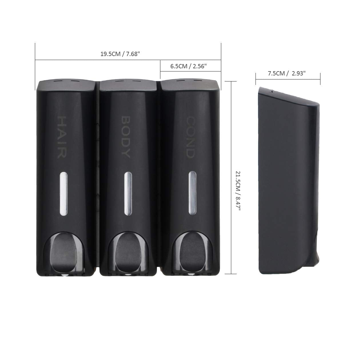 Aumio Chamber Shower Soap Dispenser Trio Wall Mounted Shampoo And Conditioner Dispenser, Conditioner Body Wash Dispenser Set, No