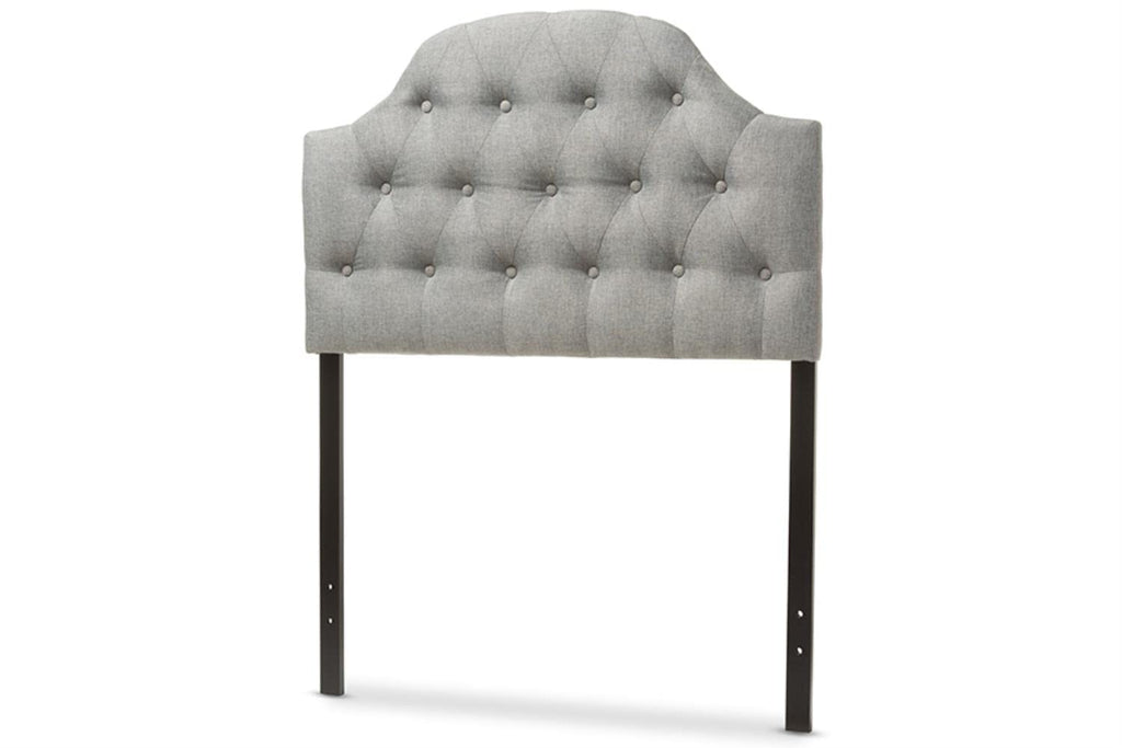 Baxton Studio Morris Modern and Contemporary Grey Fabric Upholstered Button-Tufted Scalloped Twin Size Headboard
