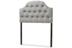 Baxton Studio Morris Modern and Contemporary Grey Fabric Upholstered Button-Tufted Scalloped Twin Size Headboard