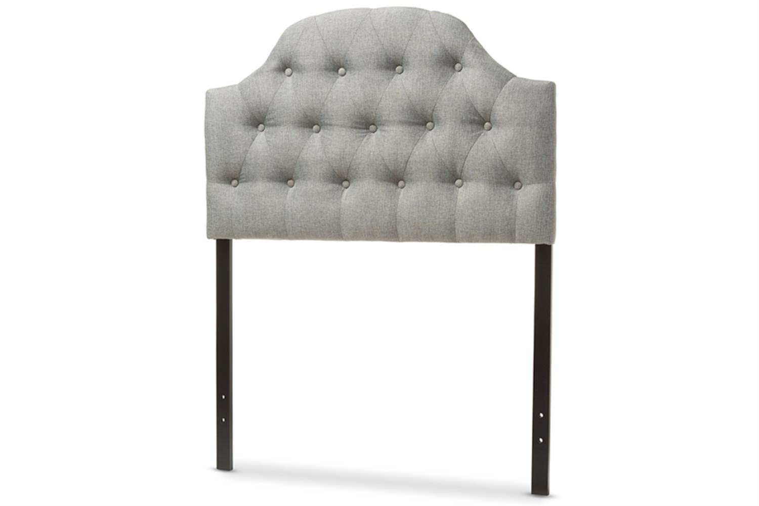 Baxton Studio Morris Modern and Contemporary Grey Fabric Upholstered Button-Tufted Scalloped Twin Size Headboard