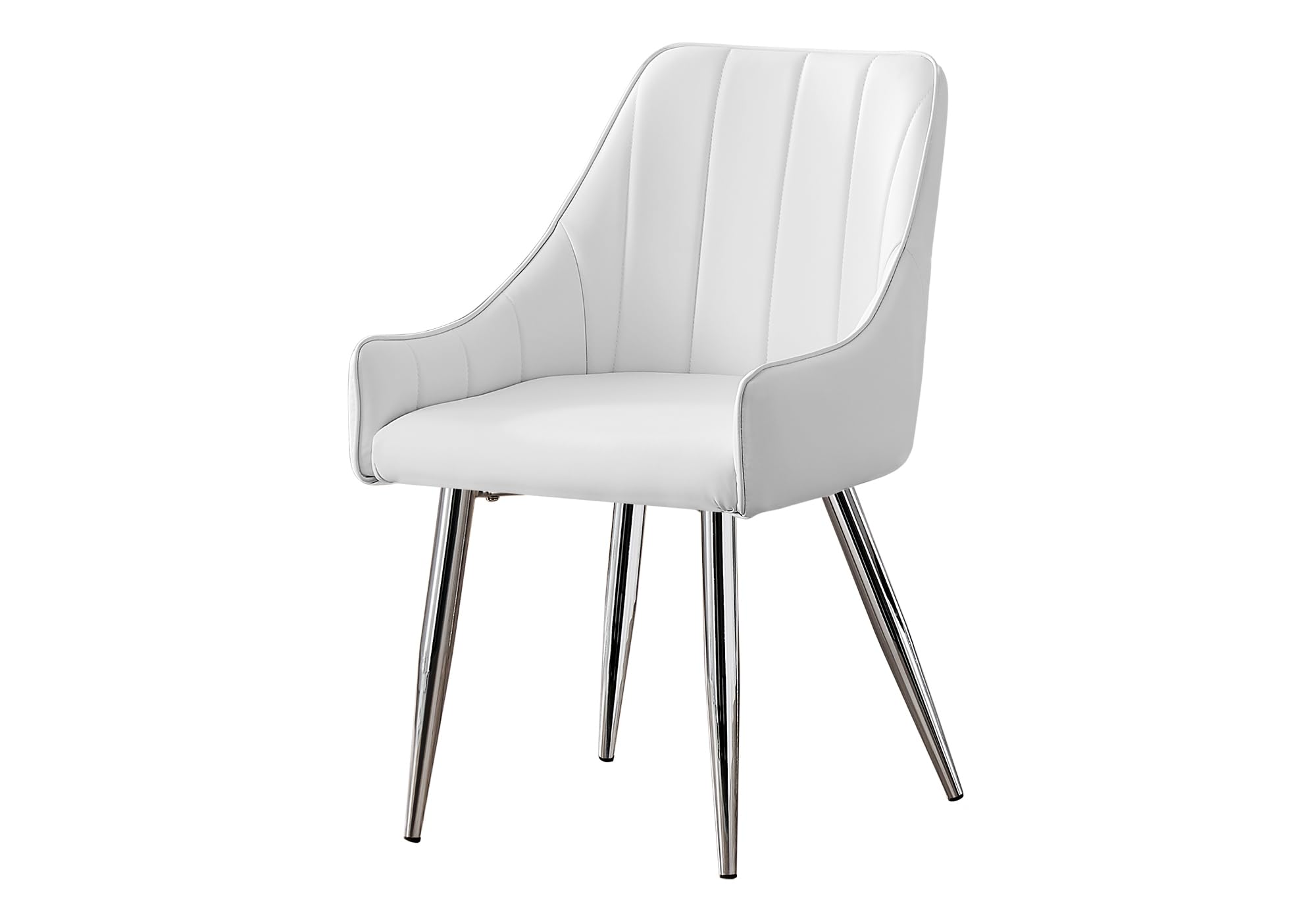 Monarch Specialties 1184 Chair, Set Of 2, Side, Upholstered, Kitchen, Dining Room, Pu Leather Look, Metal, White, Chrome, Contemporary, Modern Chair-2Pcs / 33&quot;, 17.5&quot; L X 24&quot; W X 33.50&quot; H