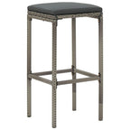 vidaXL Gray 7-Piece Patio Bar Set with Solid Acacia Wood Table & Poly Rattan Stools, Outdoor/Deck/Garden Furniture with Cushions