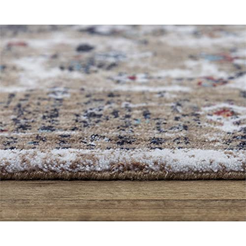 Sanction 8' X 10' Abstract Beige/White/Brown/Multi Color Power-Loomed Area Rug