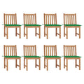 vidaXL 8X Solid Teak Wood Patio Chairs with Cushions Dining Chairs Courtyard Seats Extra Stable Garden Chairs Heavy Wooden Outdo