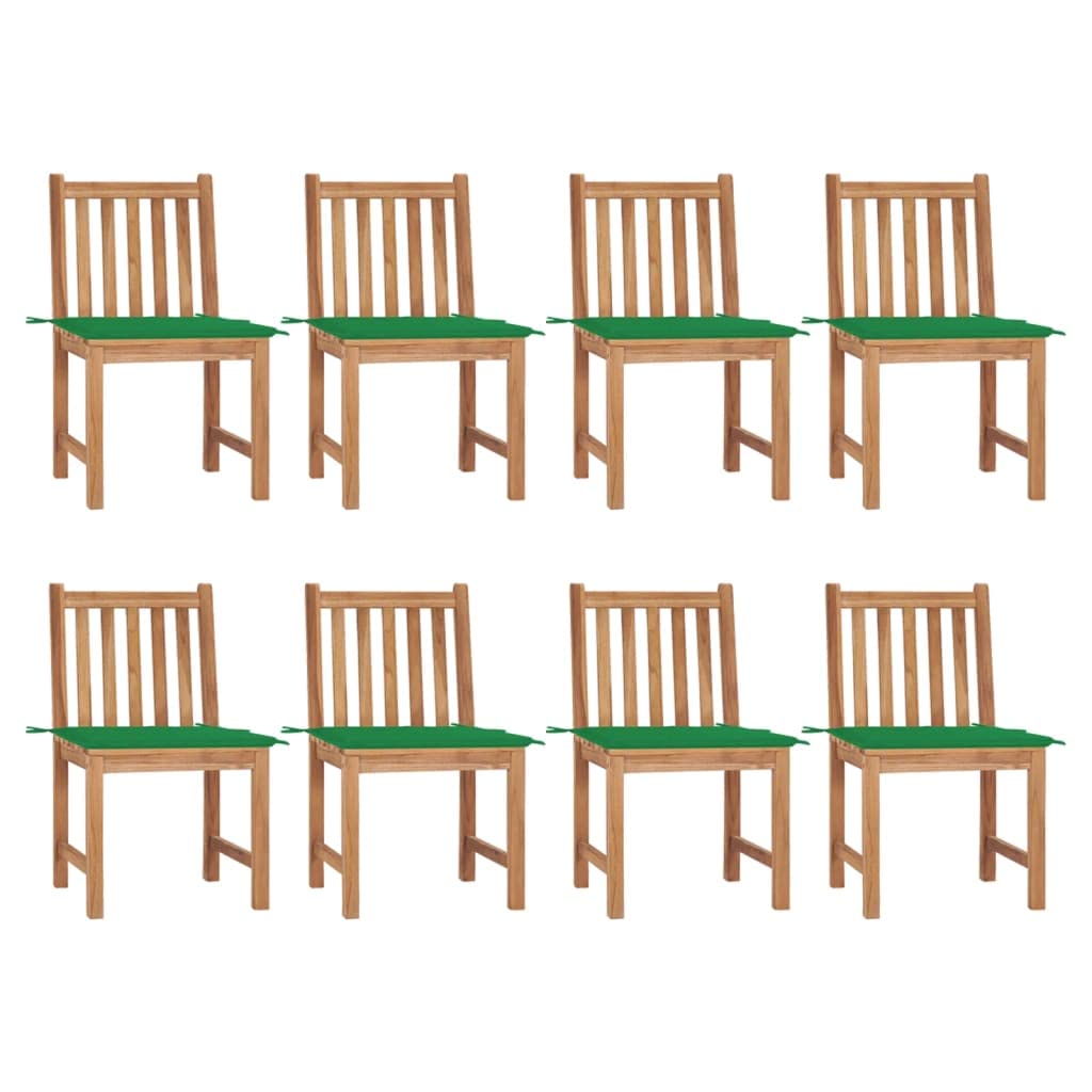 vidaXL 8X Solid Teak Wood Patio Chairs with Cushions Dining Chairs Courtyard Seats Extra Stable Garden Chairs Heavy Wooden Outdo