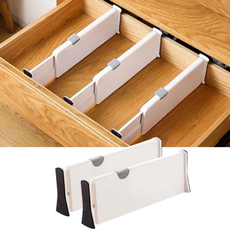 Mann Mart Adjustable Drawer Dividers For Home Organization  Expandable White Plastic Partitions For Customizable Storage