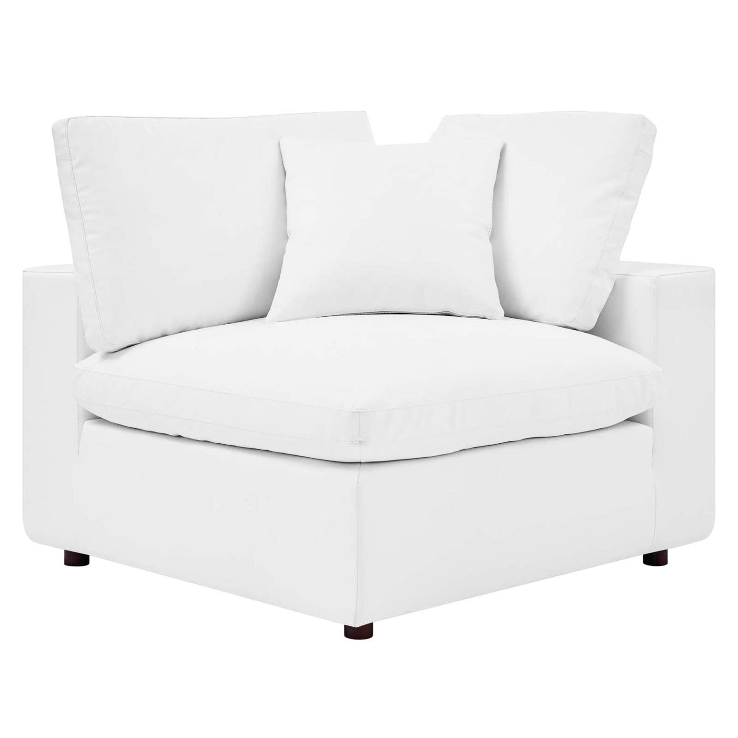 Modway EEI-4696-WHI Commix Down Filled Overstuffed Vegan Leather Corner Chair, White