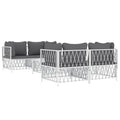 vidaXL 5-Piece Outdoor Lounge Set with Cushions - Modern Patio Furniture in White Steel, Includes Corner Sofa and Table - Easy Assembly, Modular Design