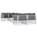 vidaXL 5-Piece Outdoor Lounge Set with Cushions - Modern Patio Furniture in White Steel, Includes Corner Sofa and Table - Easy Assembly, Modular Design