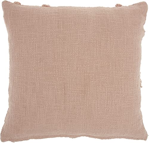HomeRoots 100% Cotton Boho Chic Blush Textured Lines Throw Pillow