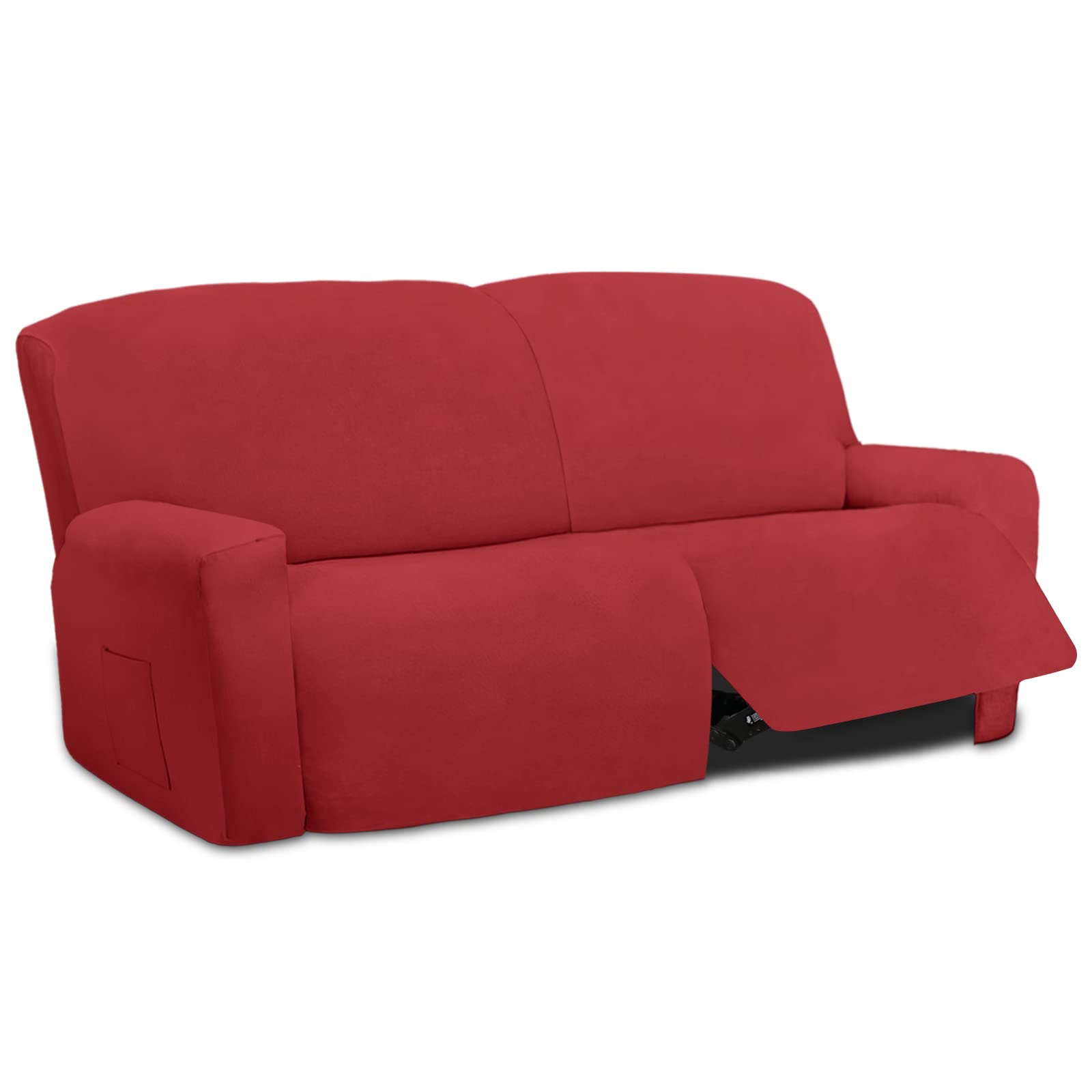 Easy-Going Oversized 6 Pieces Microfiber Stretch Sectional Recliner Loveseat Sofa Slipcover Soft Fitted Fleece 2 Seats Couch Cov