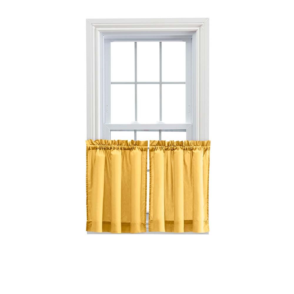 Ellis Curtain Stacey Sheer Tailored Tier Pair Curtains, 56 x 36, Yellow