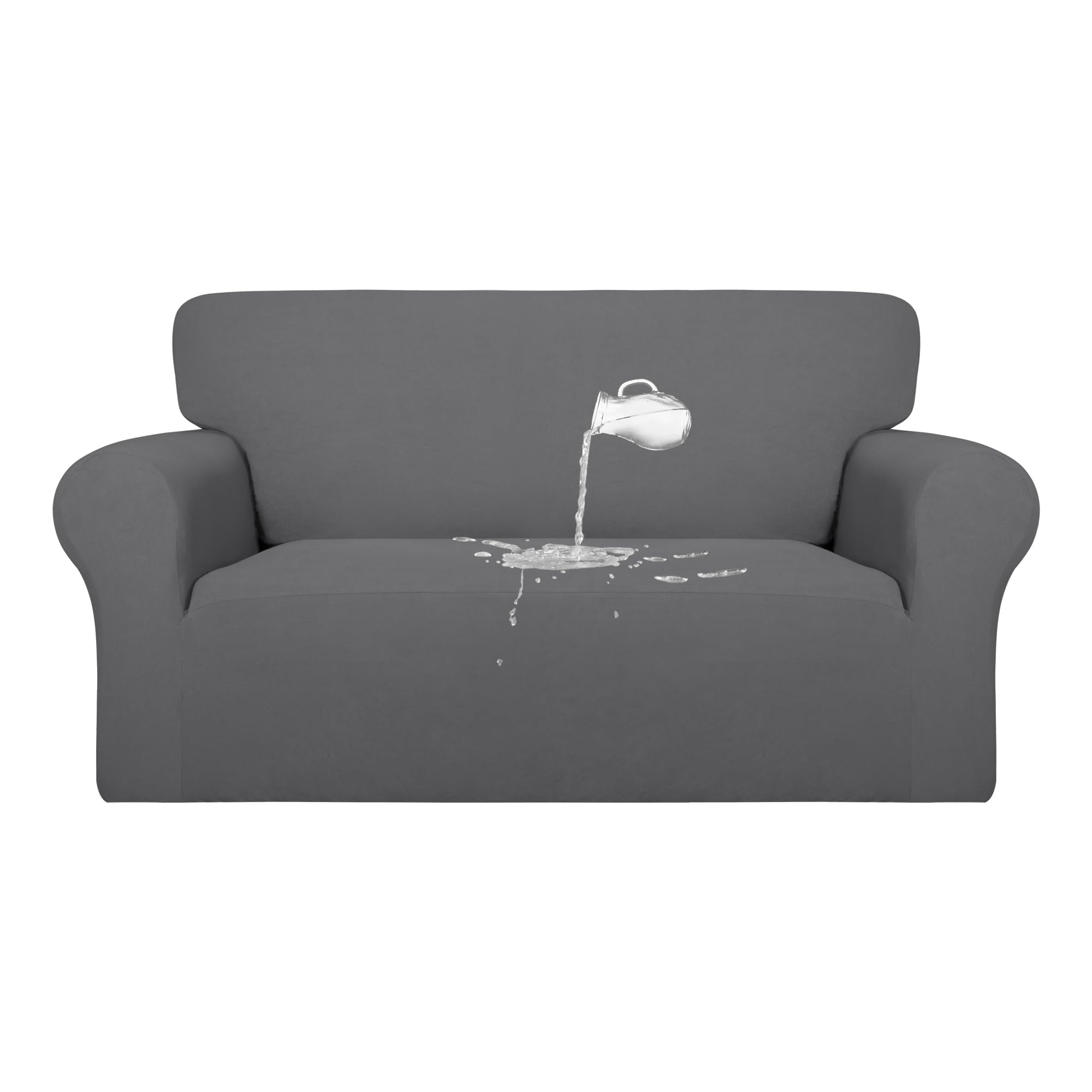 Purefit 100% Dual Waterproof Couch Cover Slipcovers For Couches And Sofas - Stretch Non Slip Fleece Sofa Covers Washable, Leakproof Furniture Protector For Kids, Pets, Dog (Loveseat, Gray)