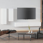 vidaXL TV Cabinet Set 4 Piece Home Bedroom Living Room Entertainment Center Console HiFi Cabinet TV Stand Media Unit Furniture White Engineered Wood