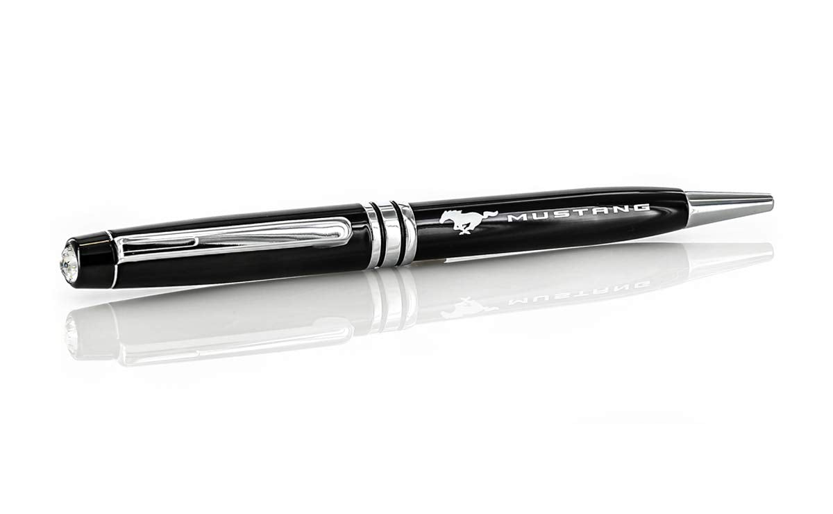 Ford Luxurious Jet Black Sheen Mustang Ballpoint Pen Enriched With A Swarovski Clear 6Mm Crystal.