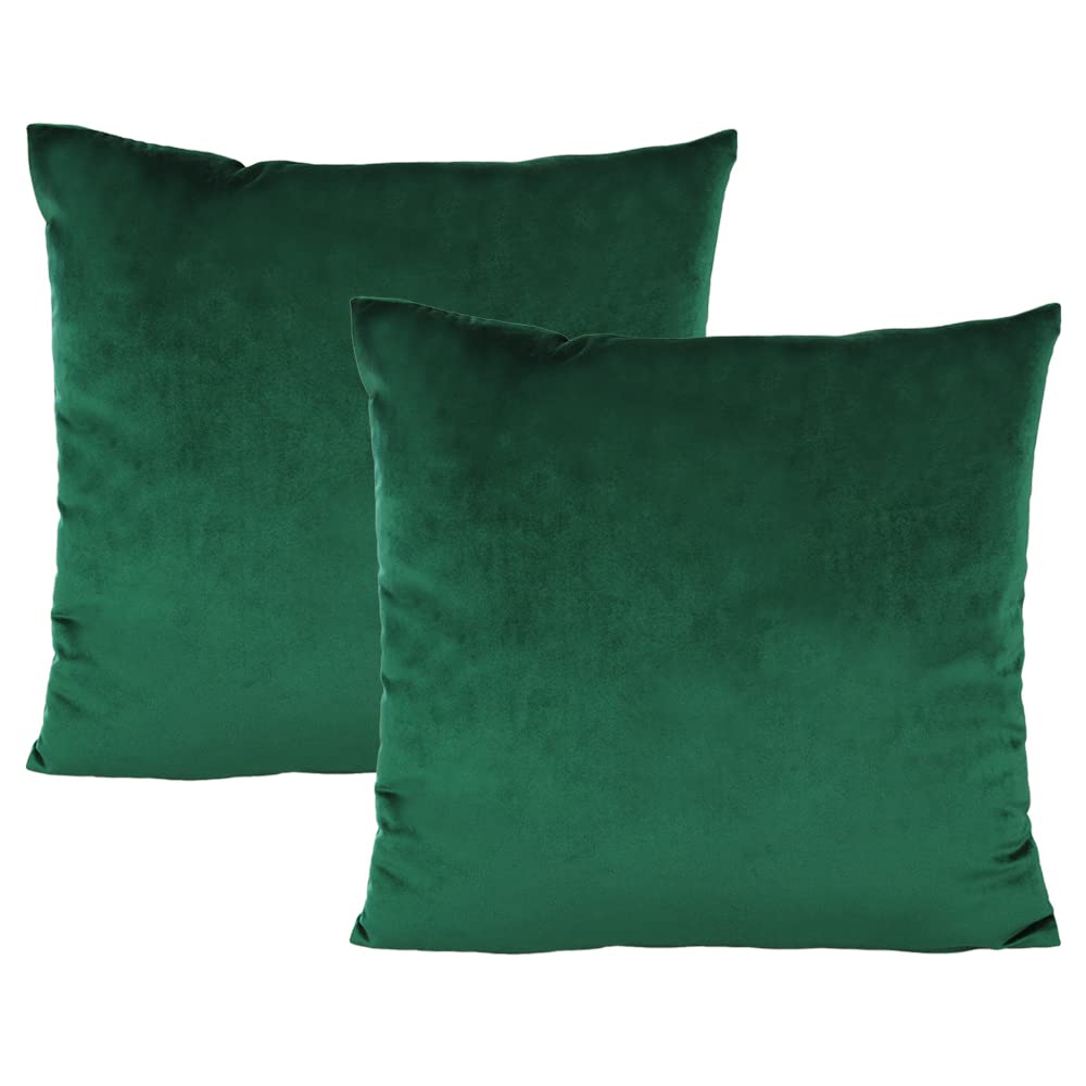 26X26 Inch Emerald Green Velvet Throw Pillow Covers Christmas Dark Green Cushion Cases Modern Decorative Cozy Soft Solid Square