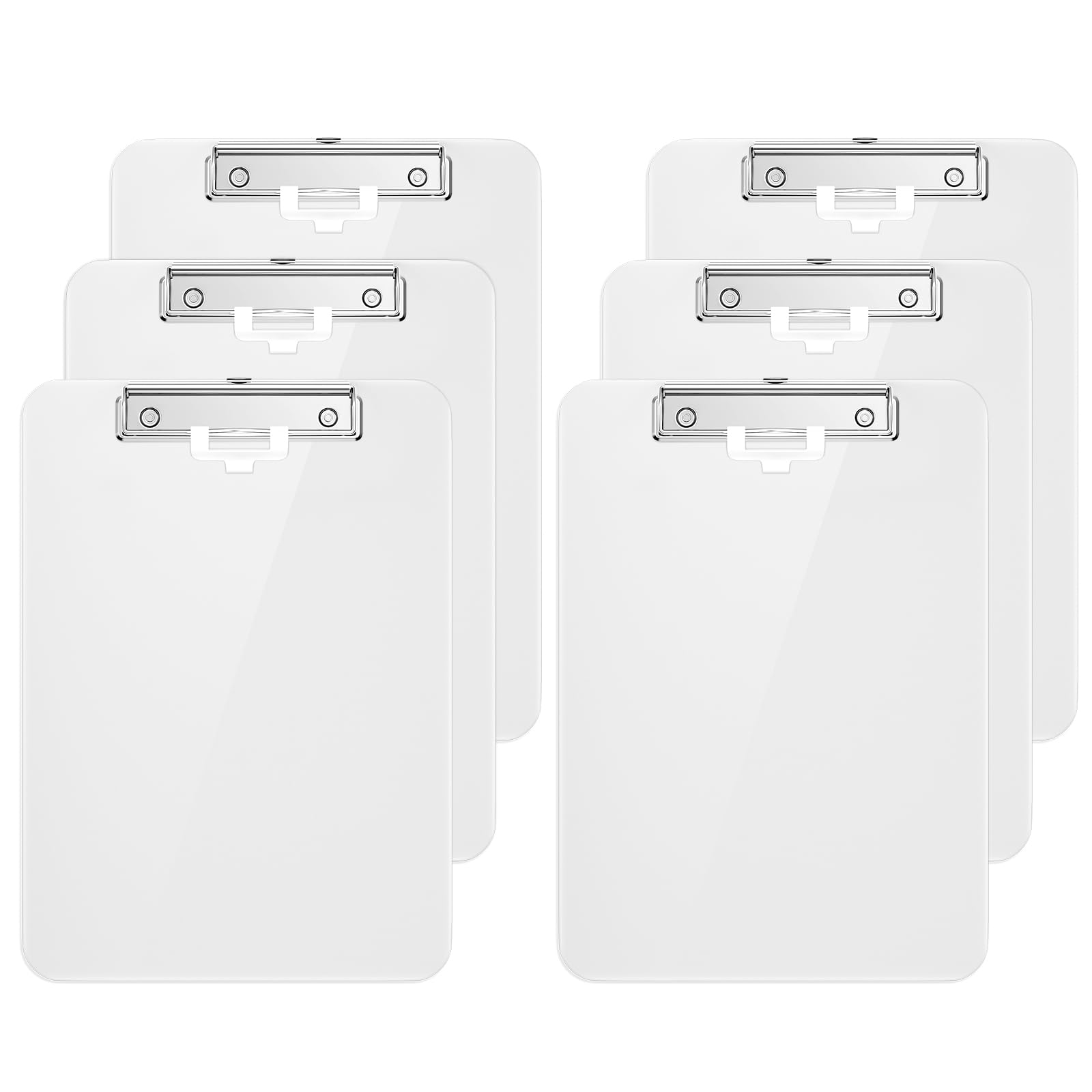 Hongri Plastic Clipboards Set Of 6, White Clipboard Standard A4 Letter Size Clipboards For Nurses, Students And Office, Clipboar