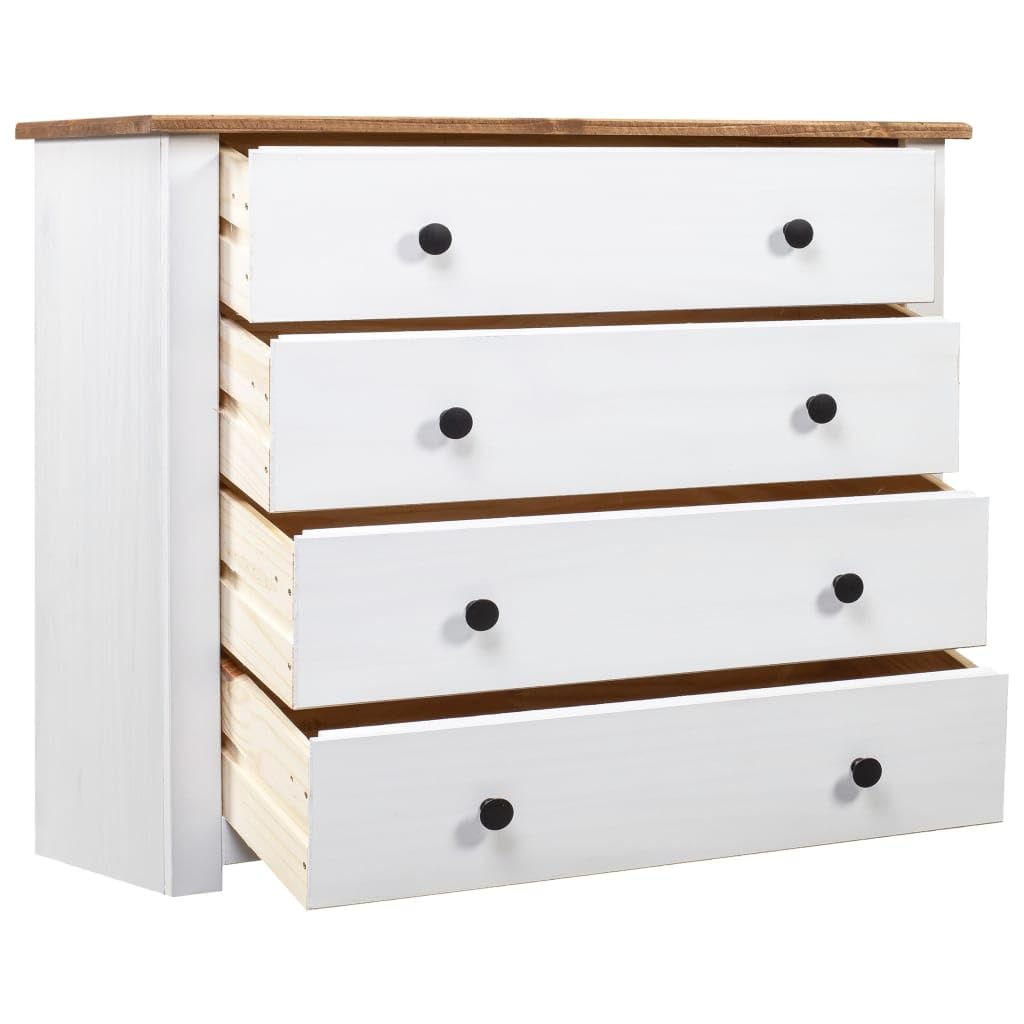 vidaXL Side Cabinet for Bedroom Storage Sideboard with 4 Drawers White Pine