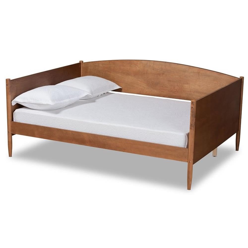 Baxton Studio Veles Mid-Century Modern Ash Walnut Finished Wood Full Size Daybed