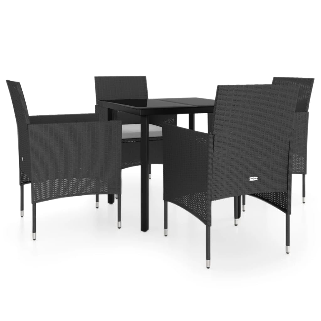 vidaXL Patio Dining Set 5 Piece with Cushions Garden Outdoor Lawn Yard Terrace Balcony Table and Chair Seat Seating Furniture Black
