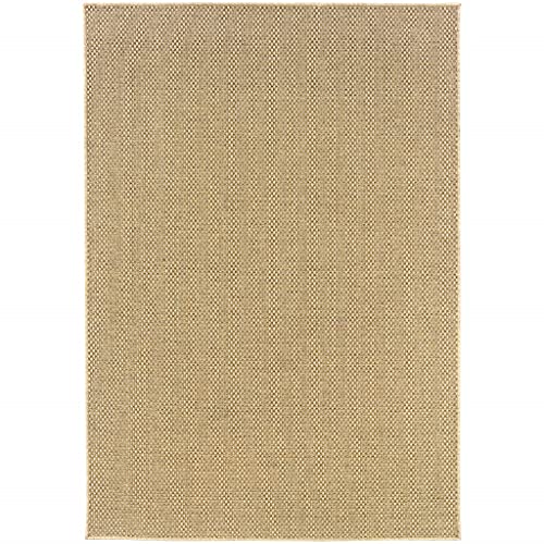 HomeRoots Polypropylene 2’x4’ Solid Sand Beige Indoor Outdoor Scatter Rug
