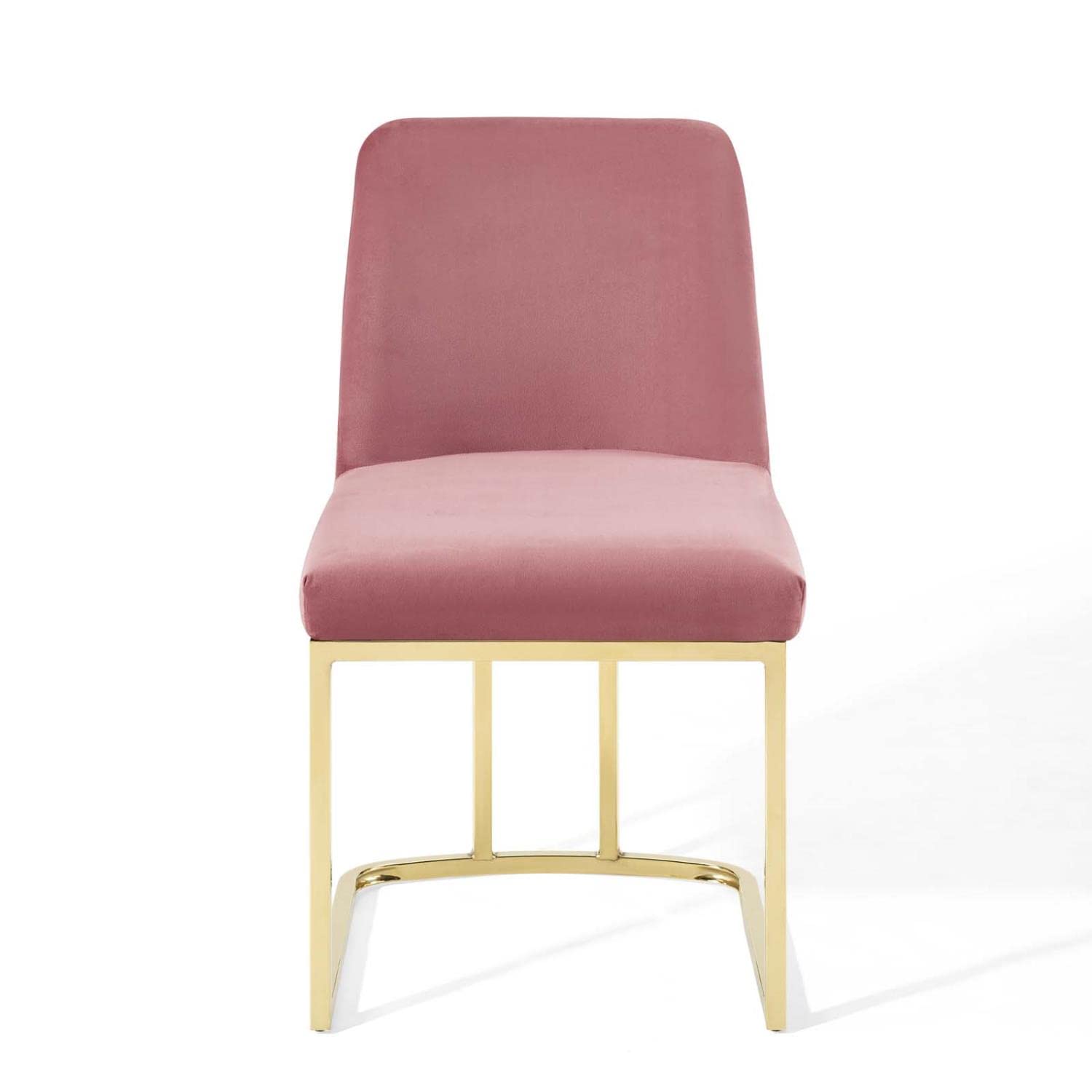 Modway Amplify Performance Velvet Upholstered Sled Base Dining Chair - Set of 2 in Gold Dusty Rose