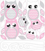 Pink Owl Wall Decals Stickers Owl Children'S Nursery Wall Decor (Grey And Pink Owl Wall Decals)