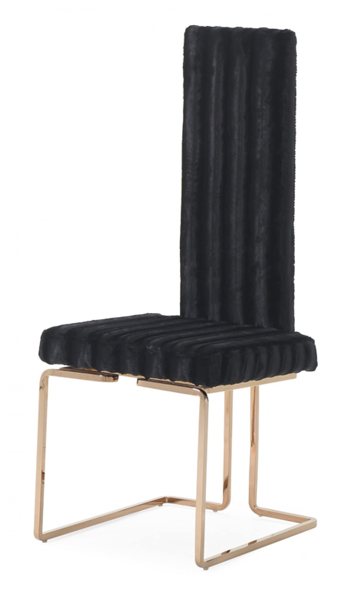 Homeroots Black, Rosegold Steel Set Of 2 Mod High Back Black And Rose Gold Dining Chairs