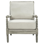 Acme Furniture Accent Arm Chair Cushion, Beige Linen and Gray Oak