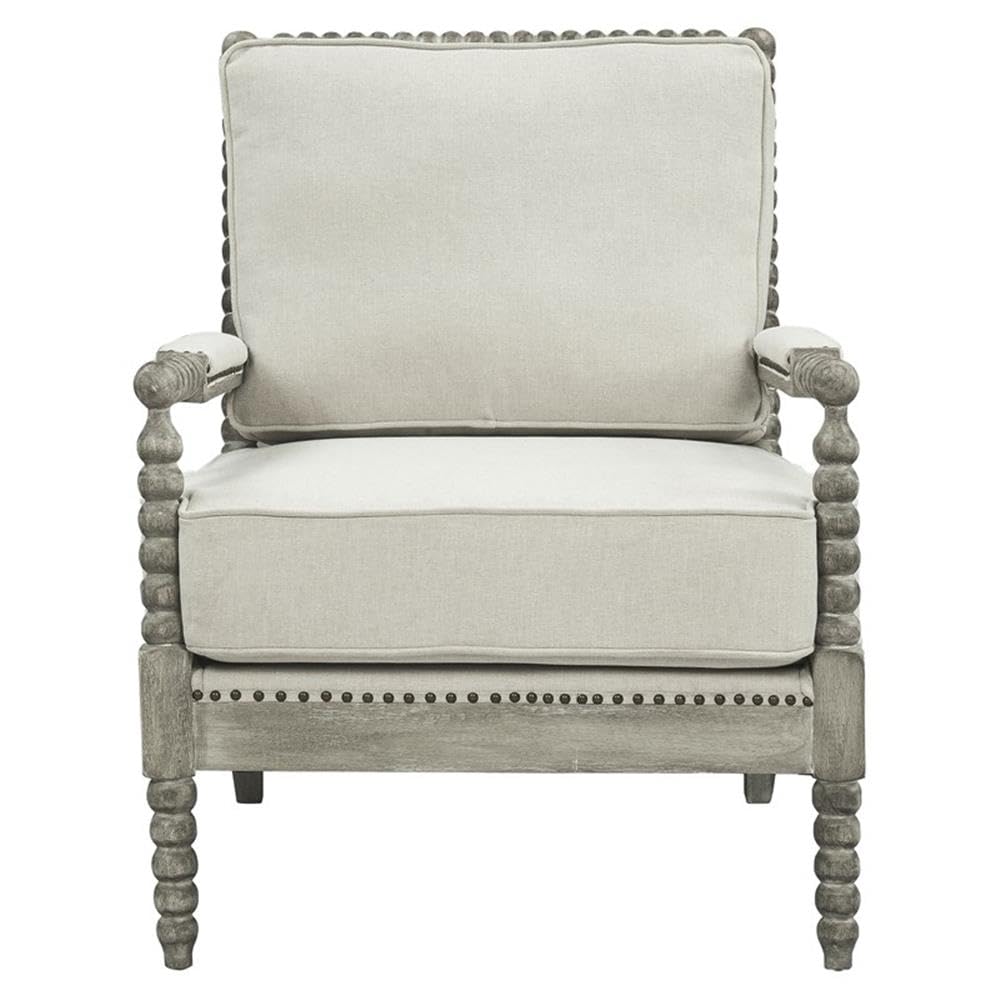 Acme Furniture Accent Arm Chair Cushion, Beige Linen and Gray Oak