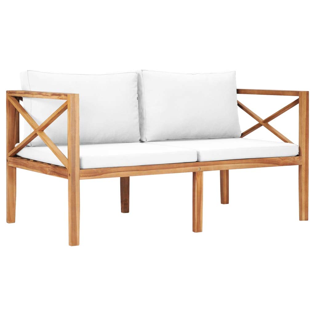 Vidaxl Patio Bench With Cream Cushions Solid Teak Wood