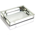Rectangle Silver Mirror Decorative Tray Size 11    Length x 14    Width x 2    Height, Mirrored Vanity Organizer with Hand, Mark
