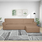 Purefit Super Stretch Sectional Couch Covers - 2 Pcs Spandex Non Slip Sofa Covers With Elastic Bottom For L Shape Sectional Sofa Couch, Great For Kids & Pets (3 Seat Sofa + 2 Seat Chaise, Camel)
