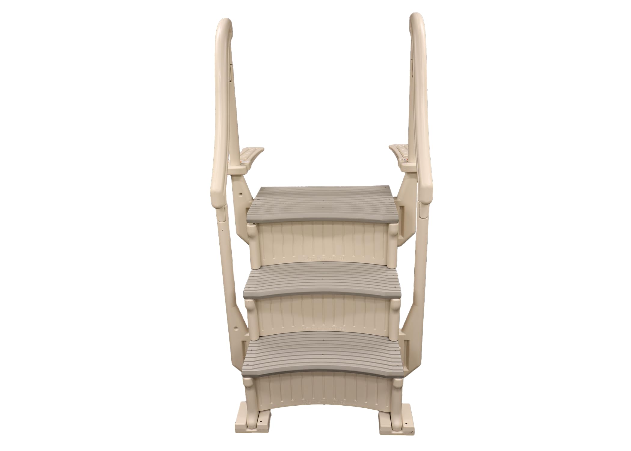 Confer Plastics Curved In-Pool Inground Pool Step 3 Tread Stair Entry System W/ 2 Handrails & Adjustable Mounting Brackets For I