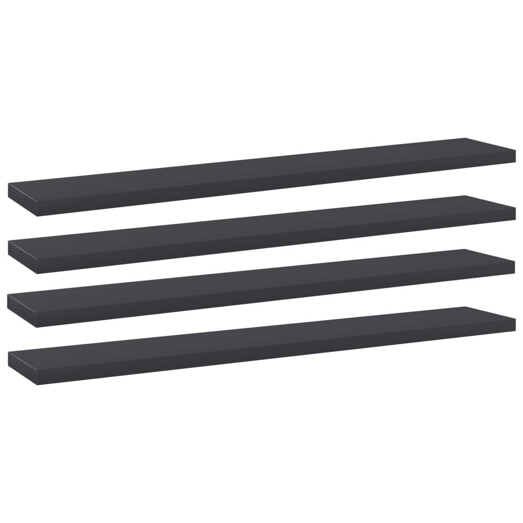 vidaXL Gray Bookshelf Boards - 4 pcs Engineered Wood Replacement Panels - Easy to Install and Maintain - Space-Saving Storage Solution for Home and Office